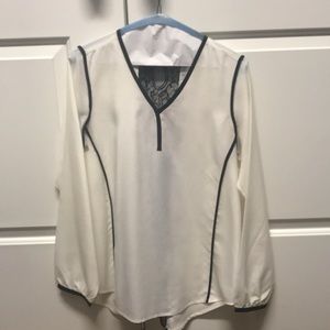 Black and white lace blouse